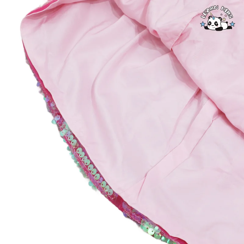 LEZONKIDS - Saias de Criança Personalizadas com Bloco de Cores Curtas e Lantejoulas Doces